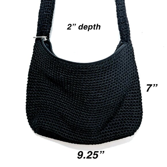 The Sak Handbags - The Sak Black Crochet Top Zip Crossbody Bag Purse